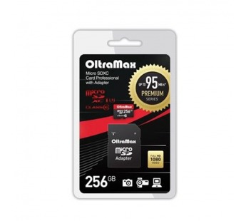 MicroSDXC  256GB  OltraMax Class 10 Premium UHS-I U3 (95 Mb/s) + SD адаптер#2107099