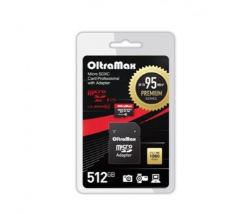 MicroSDXC  512GB  OltraMax Class 10 Premium UHS-I U3 (95 Mb/s) + SD адаптер#2107103