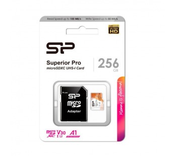 MicroSDXC  256GB  Silicon Power Class 10  High Endurance UHS-I V30 A1 (R/W 100Mb/s) + SD адаптер#2107123