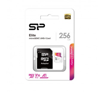MicroSDXC  256GB  Silicon Power Class 10  Elite UHS-I U1 A1 (R/W 100 Mb/s) + SD адаптер#2107143