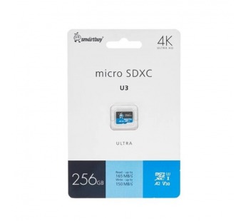 MicroSDXC  256GB  Smart Buy Сlass 10 Ultra UHS-I U3 V30 A2 (150/165 Mb/s) без адаптера#2107140