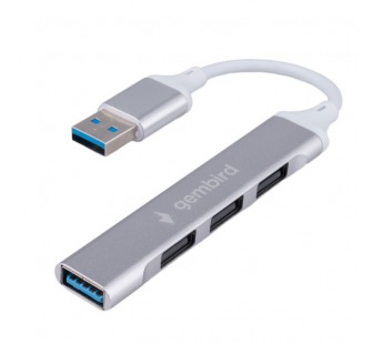 USB-хаб 3.0 на 4 порта, Gembird UHB-C206 (1гн.USB 3.0 + 3гн.USB 2.0, шнур 10 см), серебристый#2106831