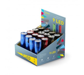 Фонарь SMARTBUY SBF-103-B Светодиодный, алюминиевый, 9 LED, 3хААА, черный (шоу-бокс 24шт) (1/240)#2107264