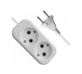 Удлинитель DEFENDER B220 2 гнезда, 3 метра, 10А/2200Вт, без заземления, ПВС 2х1,0мм, белый (1/40)#2107591