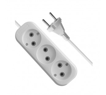 Удлинитель DEFENDER B230 3 гнезда, 3 метра, 10А/2200Вт, без заземления, ПВС 2х1,0мм, белый (1/40)#2107572