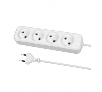 Удлинитель НАРОДНЫЙ 4 гнезда, 7 метров, без заземления, 10А, 2300 Вт, белый, ПВС 2х0,75 (1/32)#2107562