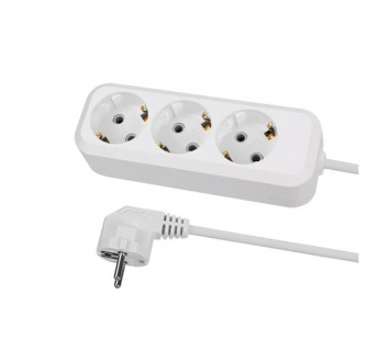 Удлинитель НАРОДНЫЙ 3 гнезда, 10 метров, с заземлением, 16А, 3680 Вт, белый, ПВС 3х1,0 (1/24)#2107290