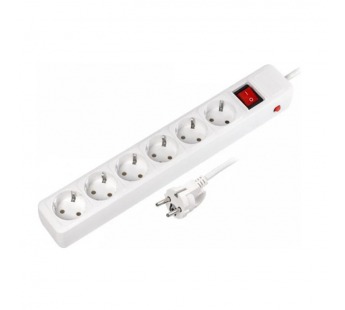 Сетевой фильтр SMARTBUY 16А, 3500 Вт, 6 гнезд, без з/ш, с з/к, ПВС 3x1.0 мм², 1,8 м, белый (1/40)#2107282