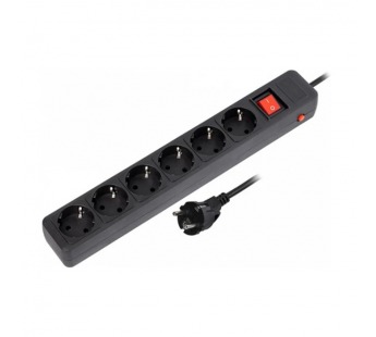 Сетевой фильтр SMARTBUY 16А, 3500 Вт, 6 гнезд, без з/ш, с з/к, ПВС 3x1.0 мм², 1,8 м, черный (1/40)#2107281