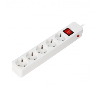 Сетевой фильтр SMARTBUY 16А, 3500 Вт, 5 гнезд, с з/ш, земля, ПВС 3x1.0 мм², 3,0 м, белый (1/45)#2107548