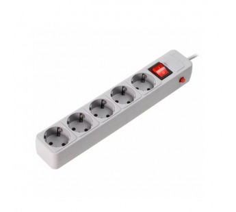 Сетевой фильтр SMARTBUY 16А, 3500 Вт, 5 гнезд, с з/ш, земля, ПВС 3x1.0 мм², 3,0 м, серый (1/45)#2107547