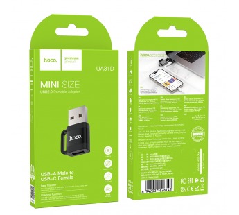 Переходник HOCO UA31D USB папа - Type C мама (черный)#2107343