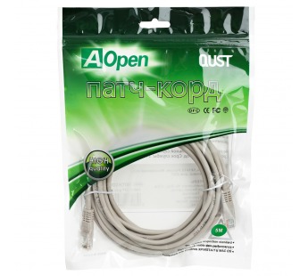 Патч-корд литой AOPEN UTP кат. 5е, серый, 5 м. (1/60)#2107764