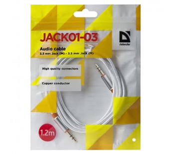 Кабель DEFENDER JACK01-03 Белый JACK M- JACK M, 1,2м (1/50/400)#2108362