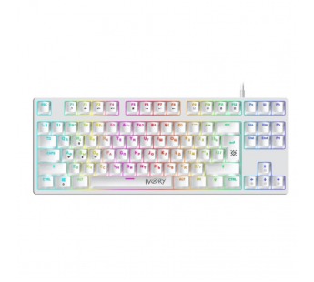 Клавиатура проводная игровая механическая DEFENDER Ivory GK-579 RU, 87кн,1.5м,крас.свитчи, RGB, белая (1/20)#2141176