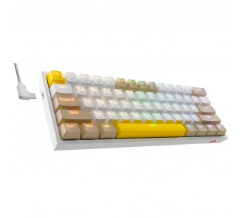 Клавиатура беспроводная игровая REDRAGON Fizz Pro RU, BT/2.4G , RGB, бел/жел/серый (1/10)#2141160