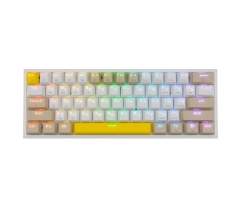Клавиатура беспроводная игровая REDRAGON Fizz Pro RU, BT/2.4G , RGB, бел/жел/серый (1/10)#2141159