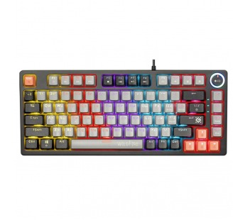 Клавиатура проводная игровая механическая DEFENDER Wildfire GK-213 RU, 82кн, TNT розов,1.5м, серый/черный (1/20)#2109958