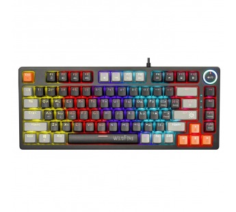 Клавиатура проводная игровая механическая DEFENDER Wildfire GK-213 RU, 82кн, TNT розов,1.5м, черный/серый (1/20)#2109957