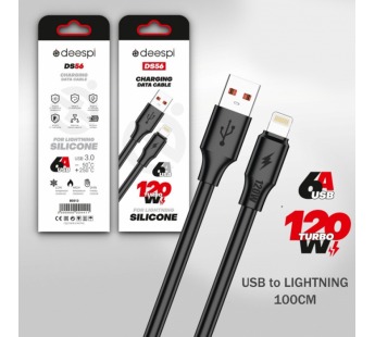 Кабель USB - Lightning DEESPI DS56 Silicone 120W (черный) 1м#2108562