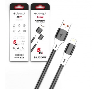 Кабель USB - Lightning DEESPI DS79 Silicone 5A (черный) 1м#2108561