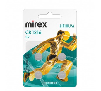 Элемент питания Mirex CR1216  3V  4 шт (4/216/648), ecopack#2108412