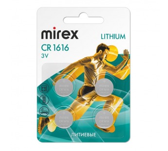 Элемент питания Mirex CR1616  3V  4 шт (4/216/648), ecopack#2108408