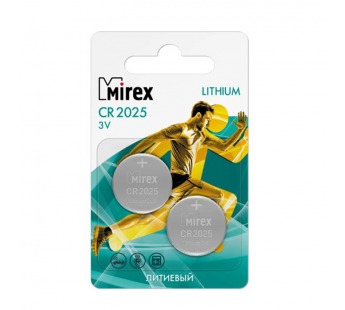 Элемент питания Mirex CR2025  3V  2 шт (2/40/480), ecopack#2108400