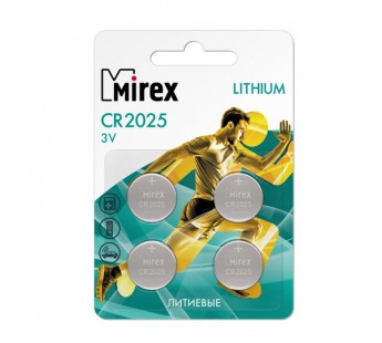 Элемент питания Mirex CR2025  3V  4 шт (4/216/648), ecopack#2108399
