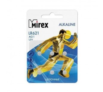 Элемент питания Mirex AG1 / LR621  1,5V  6 шт (6/216/648), ecopack#2108371