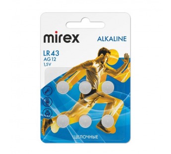 Элемент питания Mirex AG12 / LR43  1,5V  6 шт (6/216/648), ecopack#2108372