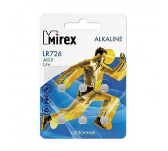Элемент питания Mirex AG2 / LR726  1,5V  6 шт (6/216/648), ecopack#2108359