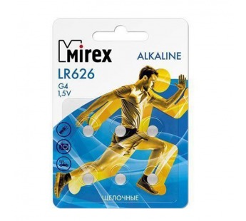 Элемент питания Mirex AG4 / LR626  1,5V  6 шт (6/216/648), ecopack#2108360