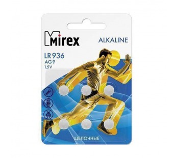 Элемент питания Mirex AG9 / LR936  1,5V  6 шт (6/216/648), ecopack#2108368