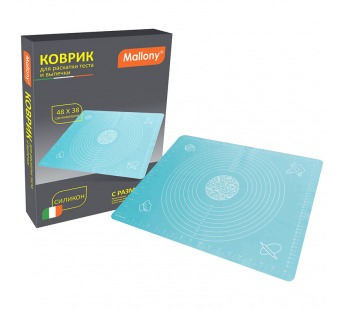 Коврик для раскатки теста и выпечки BLS-19*15 с разметкой, размеры: 48*38 см (силикон) (1/15/60)#2108726