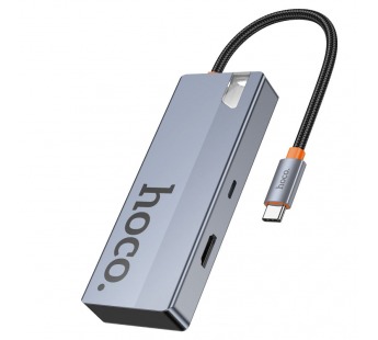 Адаптер-Хаб Hoco HB50 (HDTV+PD+USB3.0*3), серый металлик#2121575