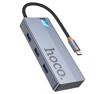 Адаптер-Хаб Hoco HB50 (HDTV+PD+USB3.0*3), серый металлик#2121576
