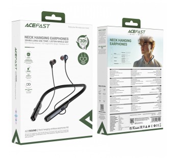 Наушники внутриканальные ACEFAST N5, bluetooth 5.4, 200mAh, IPX4, на шею, цвет: черный (1/90)#2109306