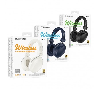 Наушники полноразмерные Borofone BO33 Melody, беспроводные, bluetooth 5.4, AUX, цвет: белый (1/24)#2109301