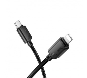 Кабель Type-C - 8 pin HOCO X113 Beneficio, 1.0м, круглый, PD27Вт, 3.0А, нейлон, цвет: чёрный (1/31/310)#2109285