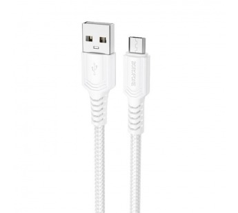 Кабель USB - микро USB Borofone BX116 Certain, 1.0м, 2.4A, ткань, цвет: белый (1/360)#2109279