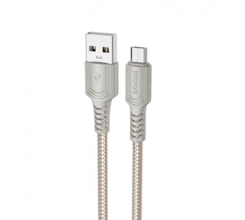 Кабель USB - микро USB Borofone BX116 Certain, 1.0м, 2.4A, ткань, цвет: серый (1/360)#2109277