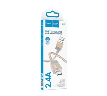 Кабель USB - микро USB HOCO X110 Honorific, 1.0м, нейлон, 2.4А, цвет: золотой (1/31/310)#2109276