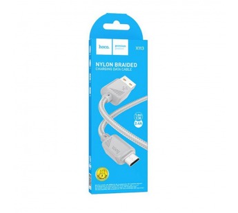 Кабель USB - микро USB HOCO X113 Beneficio, 1.0м, круглый, 2.4А, нейлон, цвет: серый (1/31/310)#2109273
