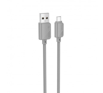 Кабель USB - микро USB HOCO X113 Beneficio, 1.0м, круглый, 2.4А, нейлон, цвет: серый (1/31/310)#2109272