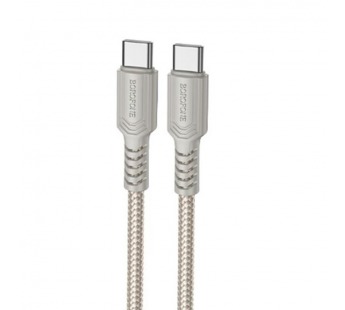 Кабель Type-C - Type-C Borofone BX116 Certain, 1.0м, 3A, PD60Вт, ткань, цвет: серый (1/360)#2109269