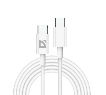 Кабель DEFENDER Type-C - Type-C F182, 2м, 60 Вт, PD,TPE,белый,пакет (1/100)#2109265