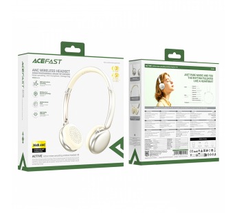 Наушники полноразмерные ACEFAST H8, ANC, bluetooth 5.4, 500mAh, цвет: золотой (1/72)#2109501