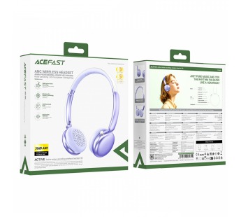 Наушники полноразмерные ACEFAST H8, ANC, bluetooth 5.4, 500mAh, цвет: фиолетовый (1/72)#2109500