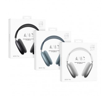 Наушники полноразмерные Borofone BO35 Plus Adorable, магнитные амбушюры, bluetooth 5.4, ANC, AUX, цвет: серый (1/40)#2109499